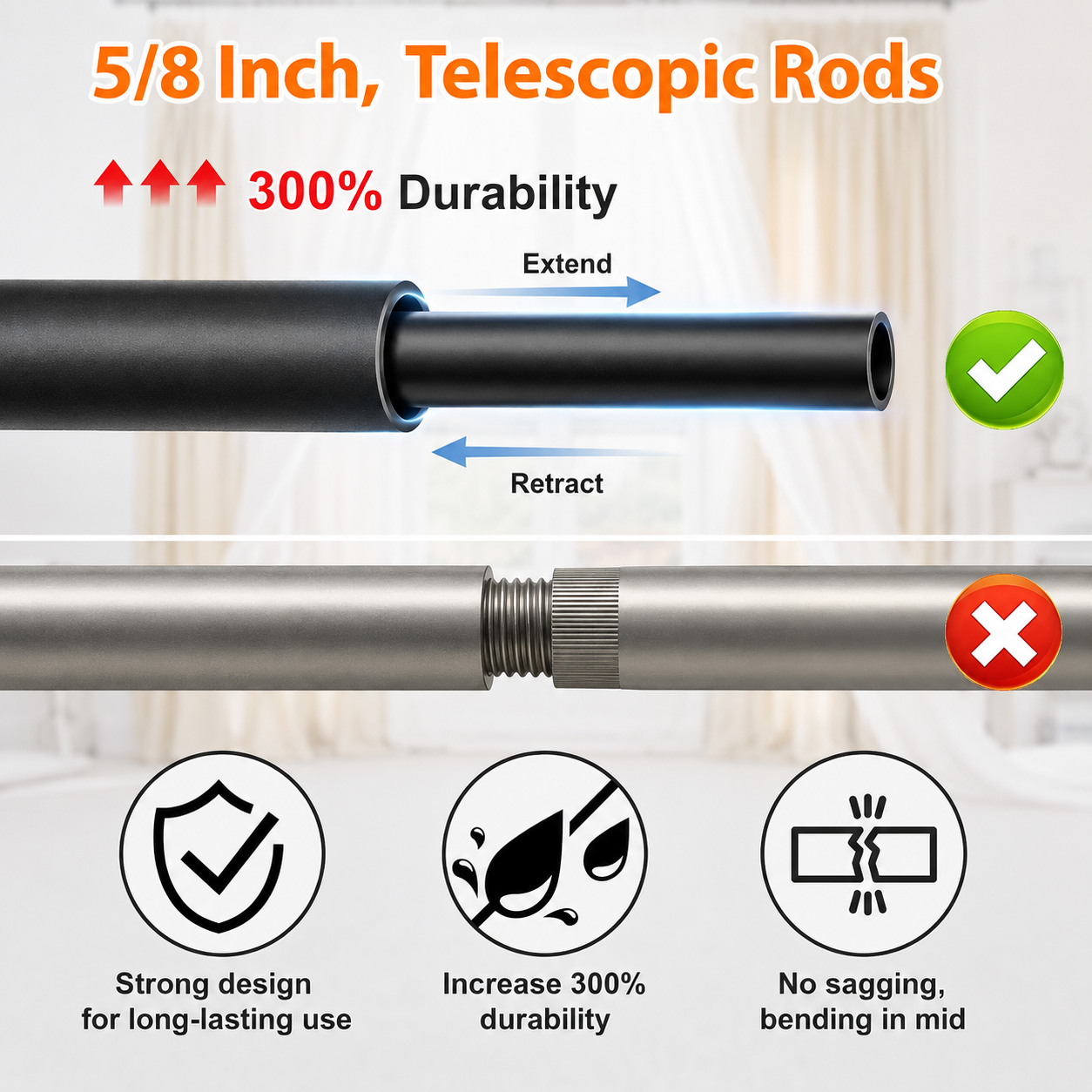 Goodinary® Adjustable Curtain Rod