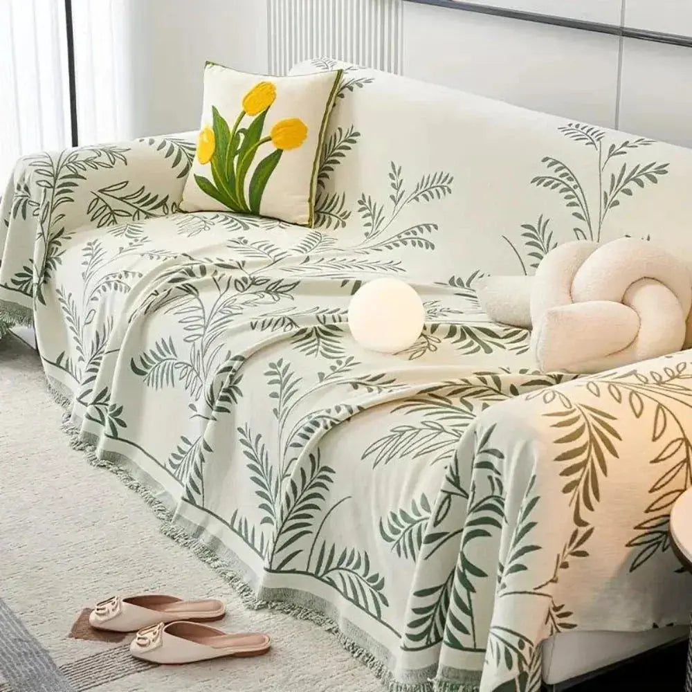 Goodinary® Chenille Jacquard Leaf Sofa Cover Blanket Goodinary