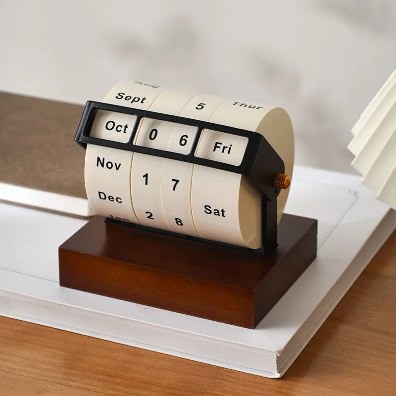 Office Object™ Rotating Wooden Desk Calendar