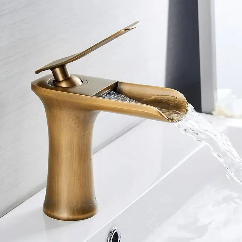 Black Basin Faucets Waterfall Bathroom Faucet Single handle Basin Mixer Tap Bath Faucet Brass Sink Water Crane Silver 6009