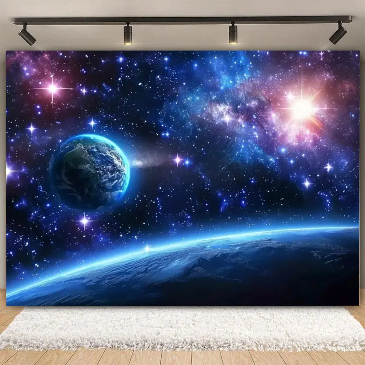 Stars Starry Dark Sky Night Universe Space Earth Planet Backdrop Customized Moon Milky Way Star Baby Birthday Background Photo