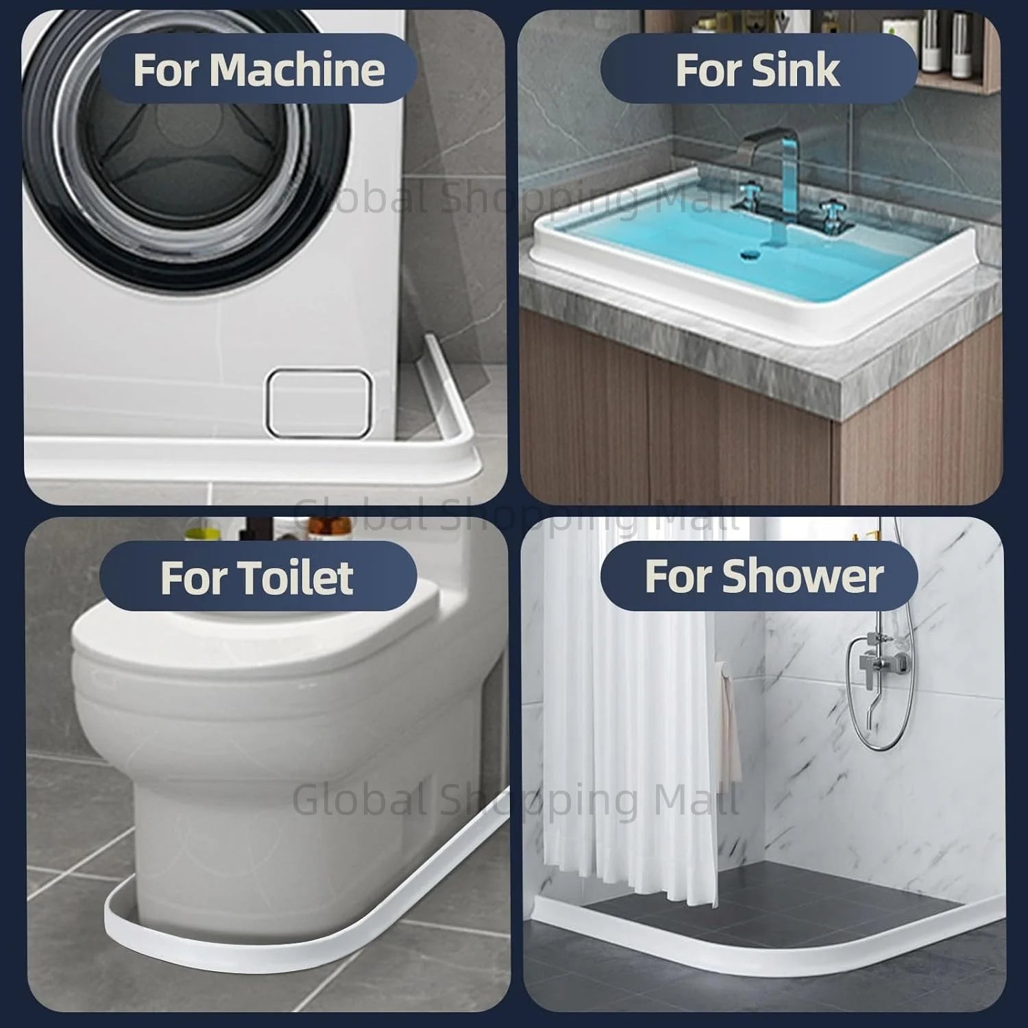 10cm/4" High Shower Threshold Dam Shower Water Stopper Collapsible Leak-proof Waterproof Wet Dry Separation for Bathroom Kitchen