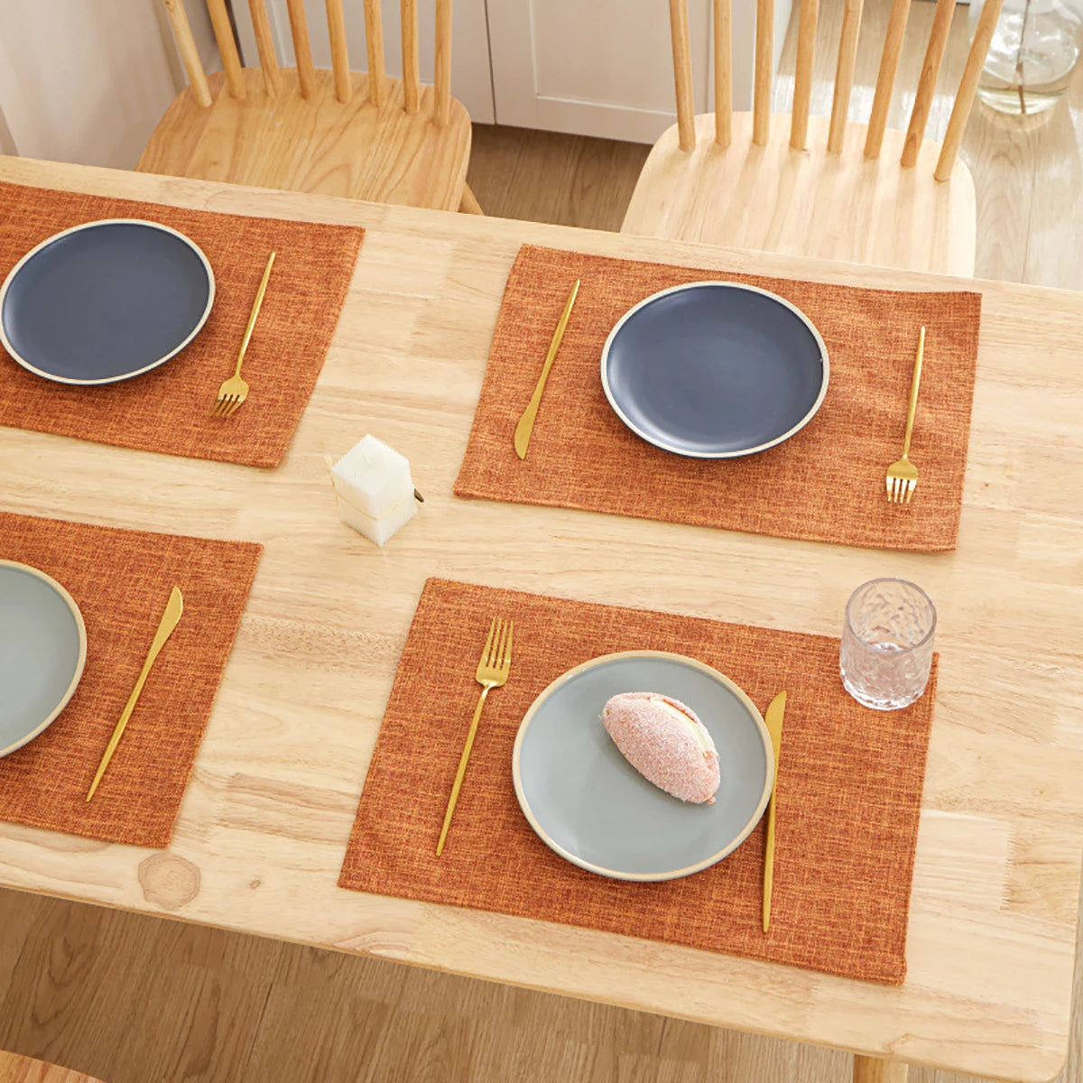 30X46 CM Linen Solid Color Dining Table Mat Fashion Style Western Dining Table Bowl Cup Rectangle Placemats Table Decoration