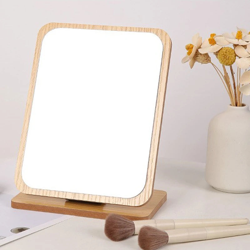 TOJOHIYI Portable Wooden Folding Desktop Makeup Mirror Vertical Makeup Mirror , Dormitory Desktop, Stand, Female, Students,Large