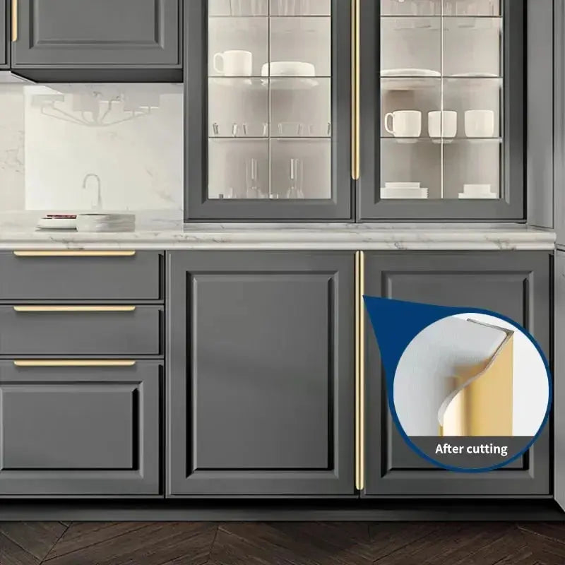 80-1200mm Black Gold Aluminum Alloy Edge Sealed Curved Handle Cabinet Drawer Door Invisible Long Handle Kitchen Black Door Handle