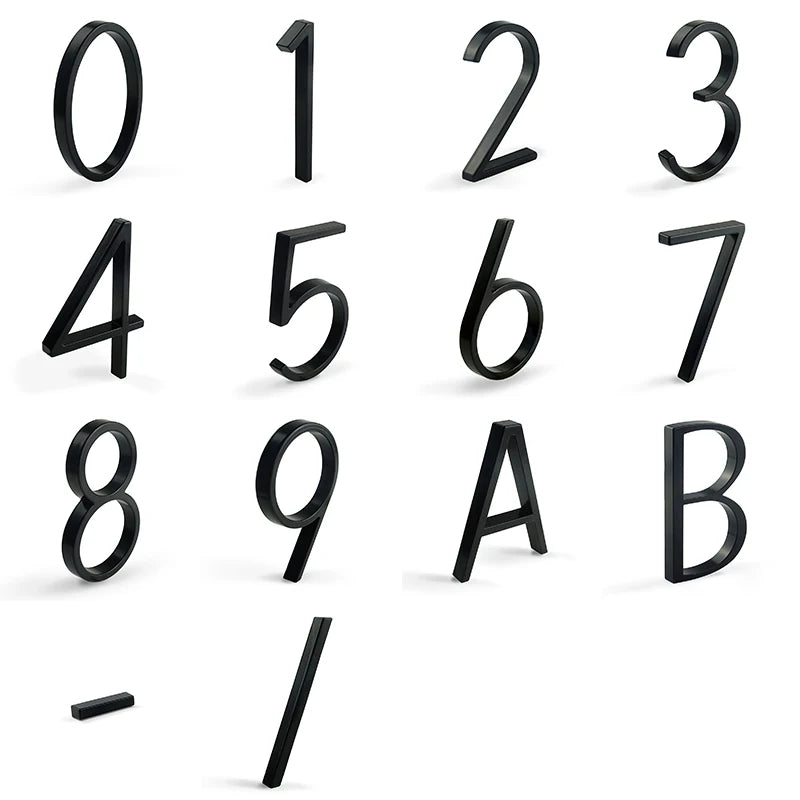 1pc 125mm Floating House Number Outdoor 5 inch Black Zinc Alloy Letter Apartment Door Numbers Mailbox Address Sign #0-9