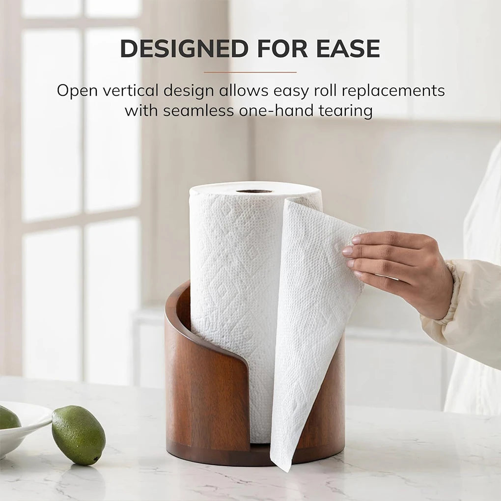Spiral Wave Wooden Paper Towel Holder Modern Kitchen Countertop Organizer for Bathroom and Kitchen Tissue Dispenser Stand