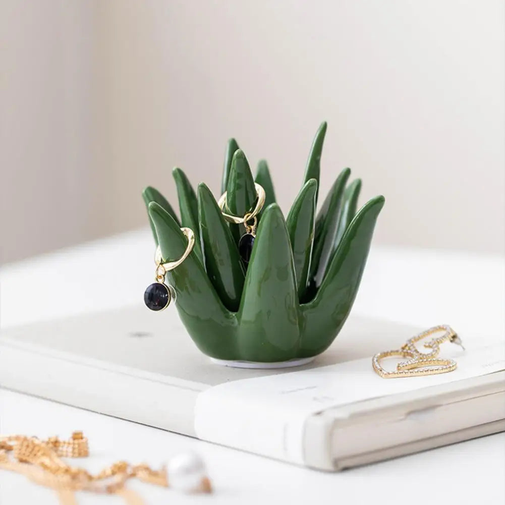 Creative Aloe-Shaped Jewelry Display Stand Rings Earrings Holder Jewelry Storage Rack Desk Decoration Aloe Vera Jewelry Rack