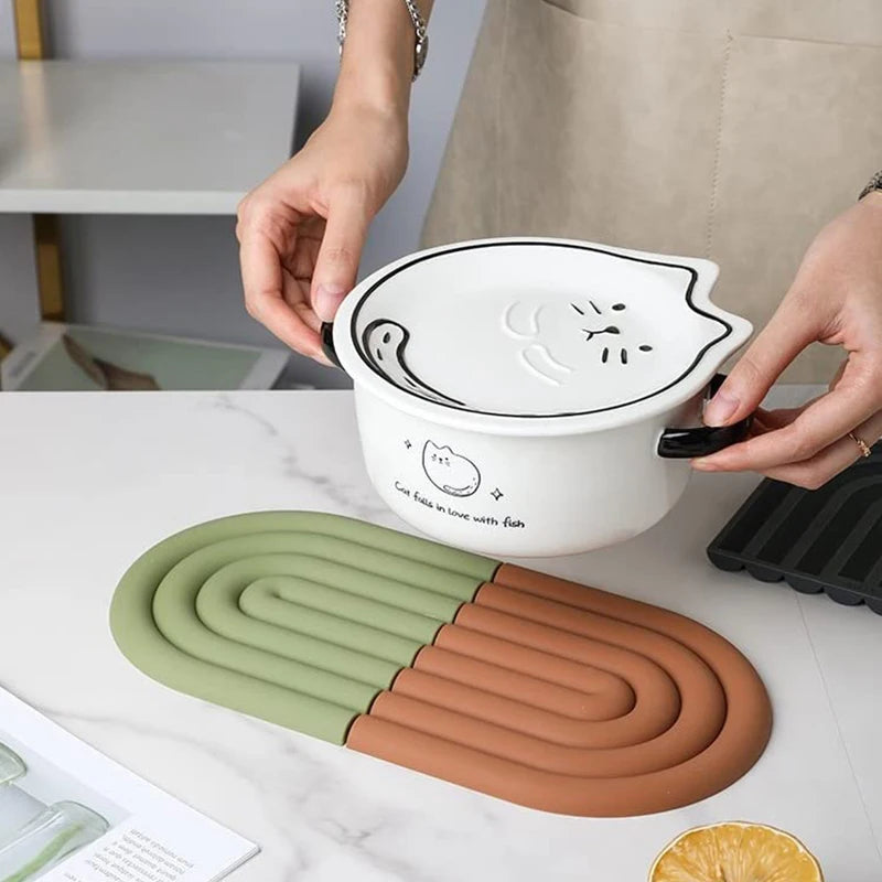 Modilan Rainbow Silicone Mat Pot Mat Thermal Mat Table Mat Heat Resistant High Temperature Cup Mat Thickened To Prevent Scalding