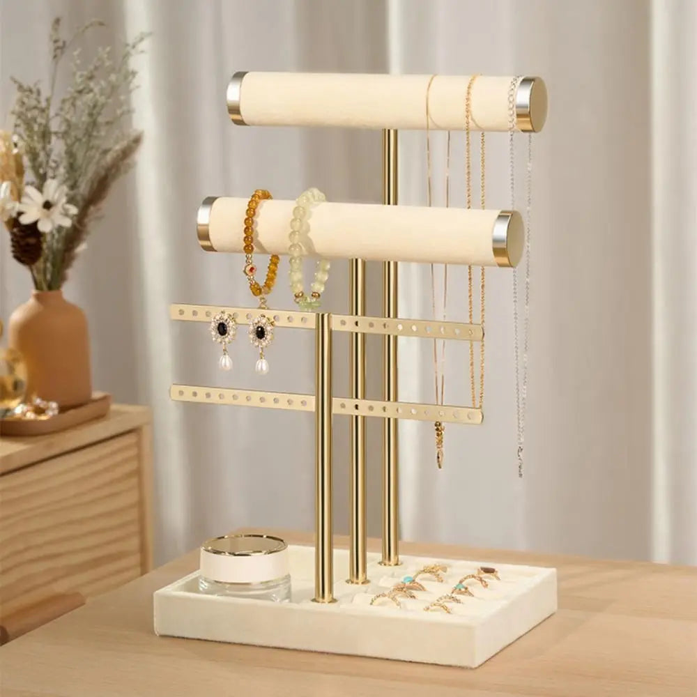 3 Tier Bracelet Holder Display Storage Detachable T Bar Velvet Bracelet Rack Metal Jewelry Holder Organizer
