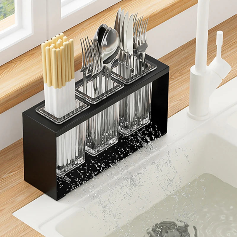 Sink countertop, chopstick cage, multifunctional spoon fork storage rack, tableware drainage rack, storage kitchen utensils