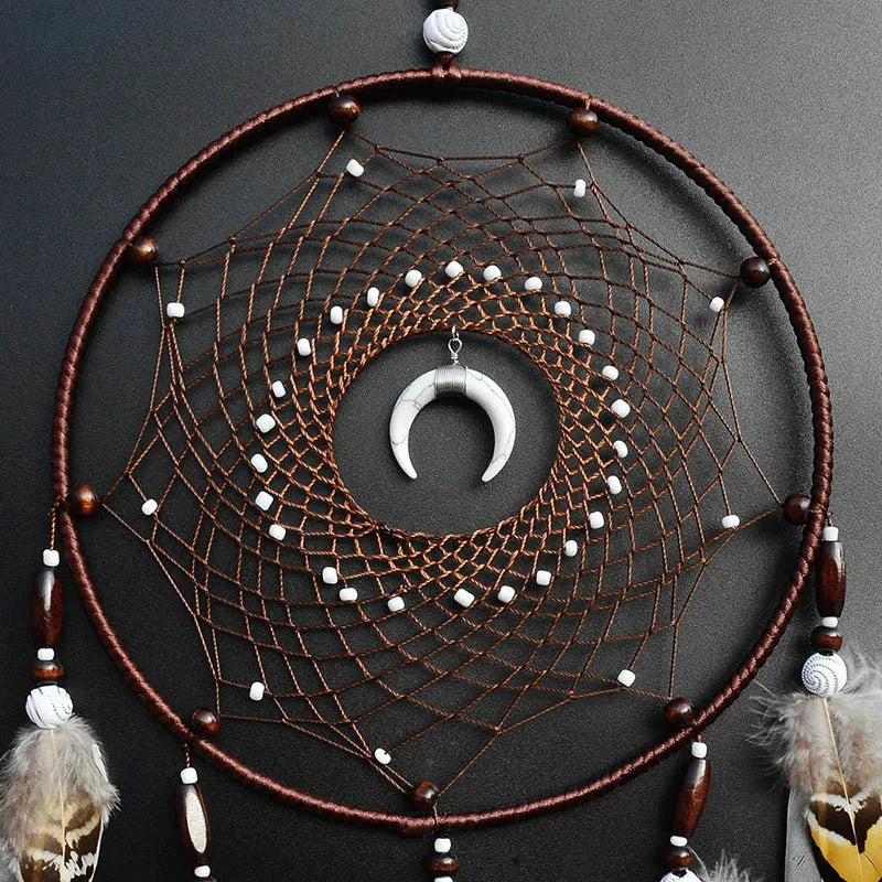 Vintage Feathers Dream Catcher Home Decorations Brown Large Handmade Wind Chimes Wall Hangings Bedroom Decor For Festival Gifts
