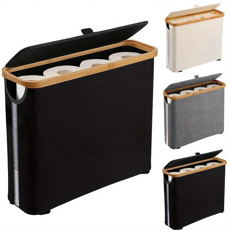Toilet Paper Storage Basket with Transparent Window and Lid Paper Toys Laundry Storage Organizers for Bathroom Accessories
