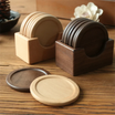 6pcs/set Solid Walnut Wood Coaster Round Square Beech Blank Wood Cup Mat Durable Heat Resistant Tea Coffee Cup Pad Placemats