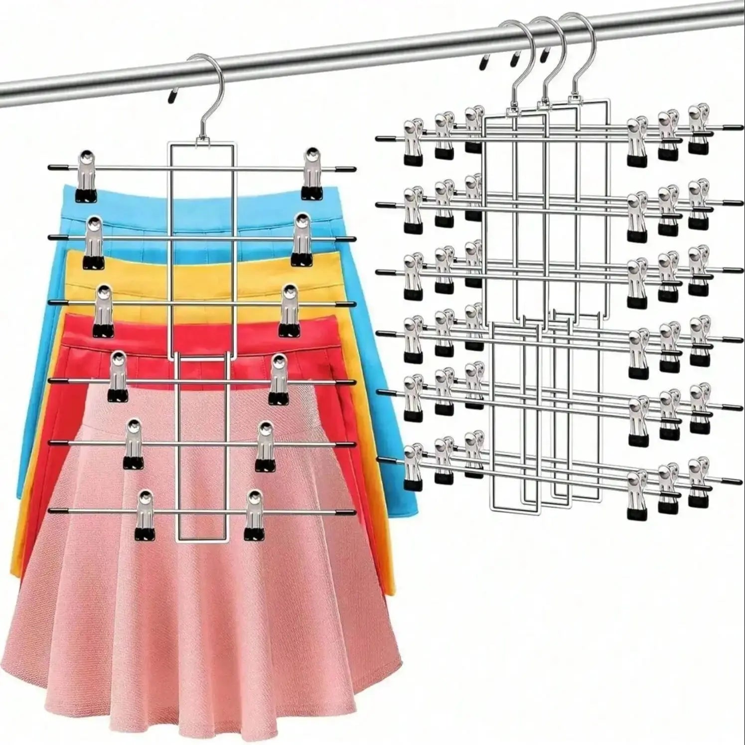 6-Tier Hanger Organizer – Space-Saving Closet Storage for Pants, Jeans & Scarves, Non-Slip Adjustable Design, Dorm & Home Essent