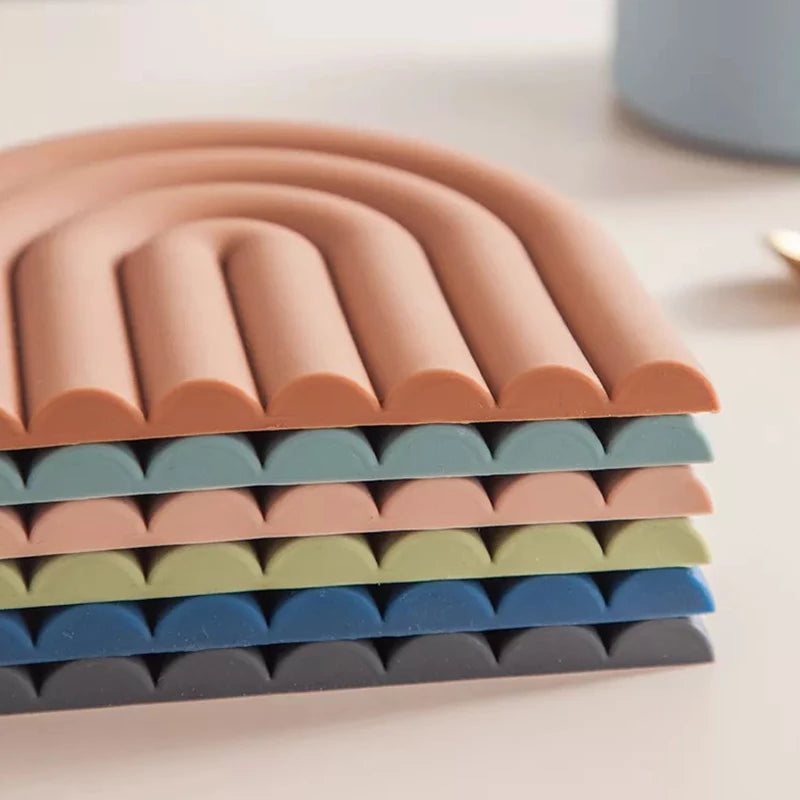 Modilan Rainbow Silicone Mat Pot Mat Thermal Mat Table Mat Heat Resistant High Temperature Cup Mat Thickened To Prevent Scalding