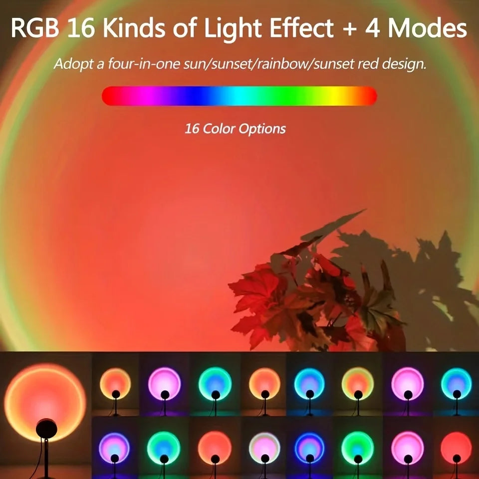 Sunset Light PROJECTOR USB 16 Color Changing Projector Floor lamp Night Light 360 Degrees Rotating Decoration Decoration