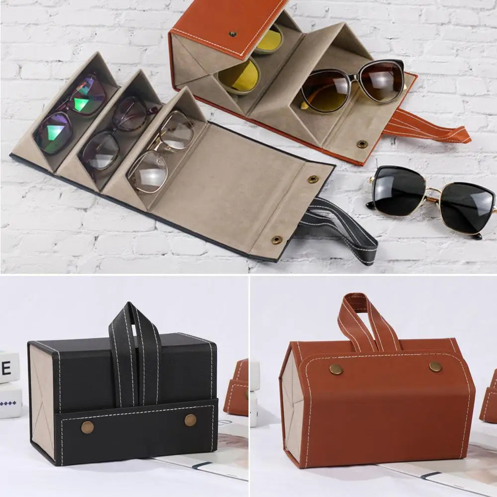 Multi-slot Portable Glasses Organizer 2/3/4/5/6 Multi-slot Eyeglasses Storage Display Travel Sunglasses Case PU Eyewear Boxes