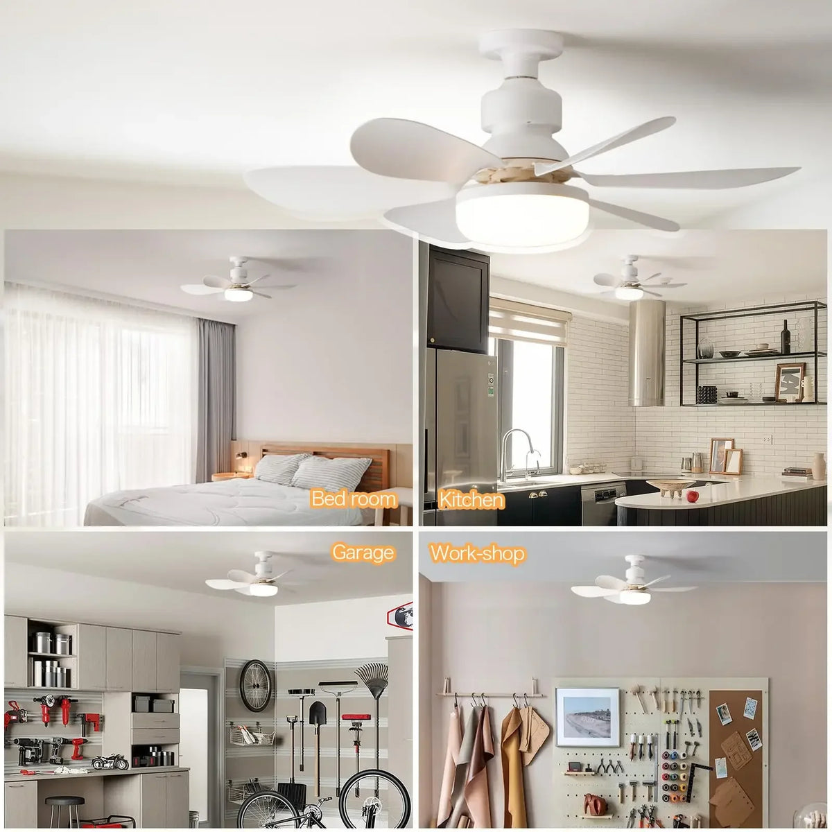 Cordless Light Socket Fan for Kitchen Bedroom Small Room LED Socket Fan Light with Remote Small Ceiling Fan with Light