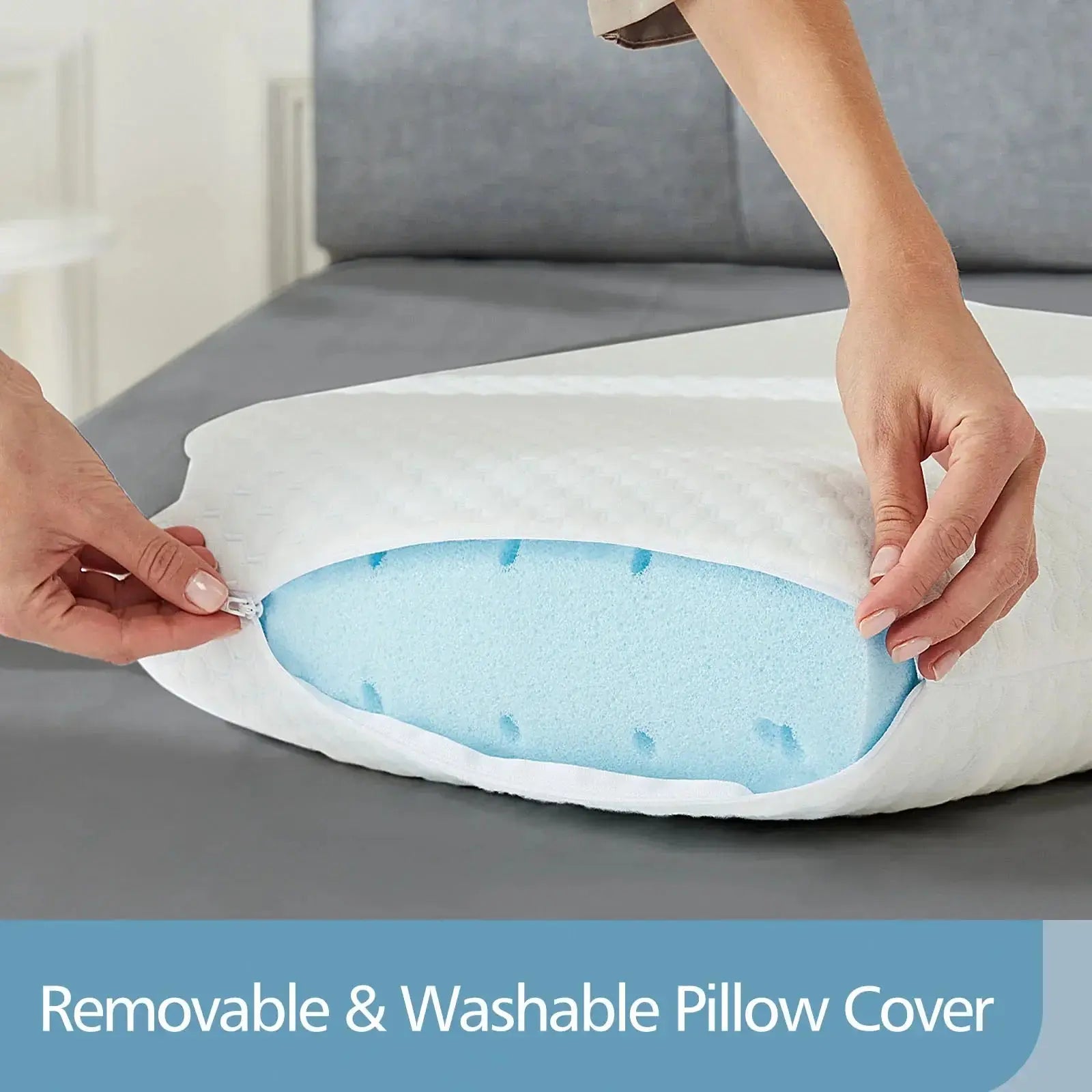 JHK Memory Foam Pillows Standard Size Neck Pillow Ventilated Cooling Bed Pillow with Removable Washable Cover Ultimate Comfort