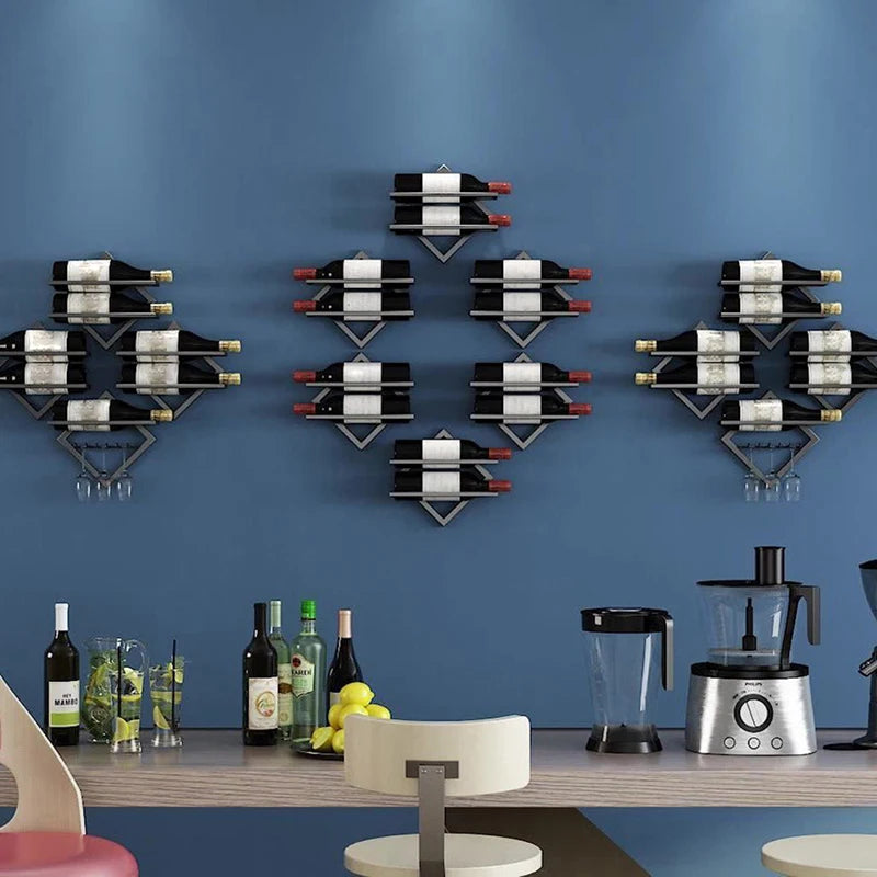 1PC Wall Mounted Upside Down Wine Rack Bottle Goblet Glass Holder Storage Organizer