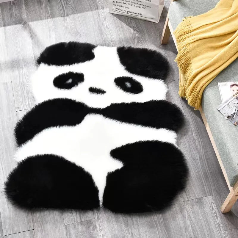 Wool-like Panda Koala Animal Shape Carpet Mat Mattress Living Room Bedroom Sofa Mat Artificial Fluffy Carpet Floor Covering