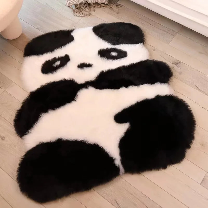 Wool-like Panda Koala Animal Shape Carpet Mat Mattress Living Room Bedroom Sofa Mat Artificial Fluffy Carpet Floor Covering