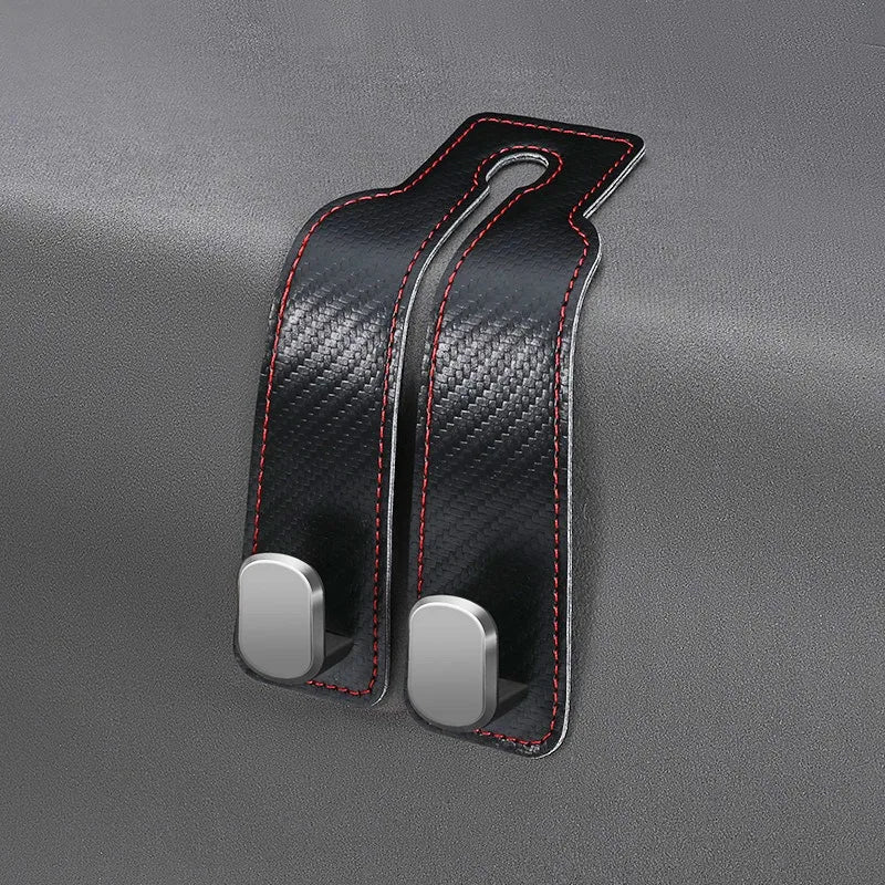 Premium Car Headrest Storage Hook Soft Suede Rear Seat Dual Hanging Hook 20KG Heavy Load Alloy Hanger Universal Fit All Vehicles