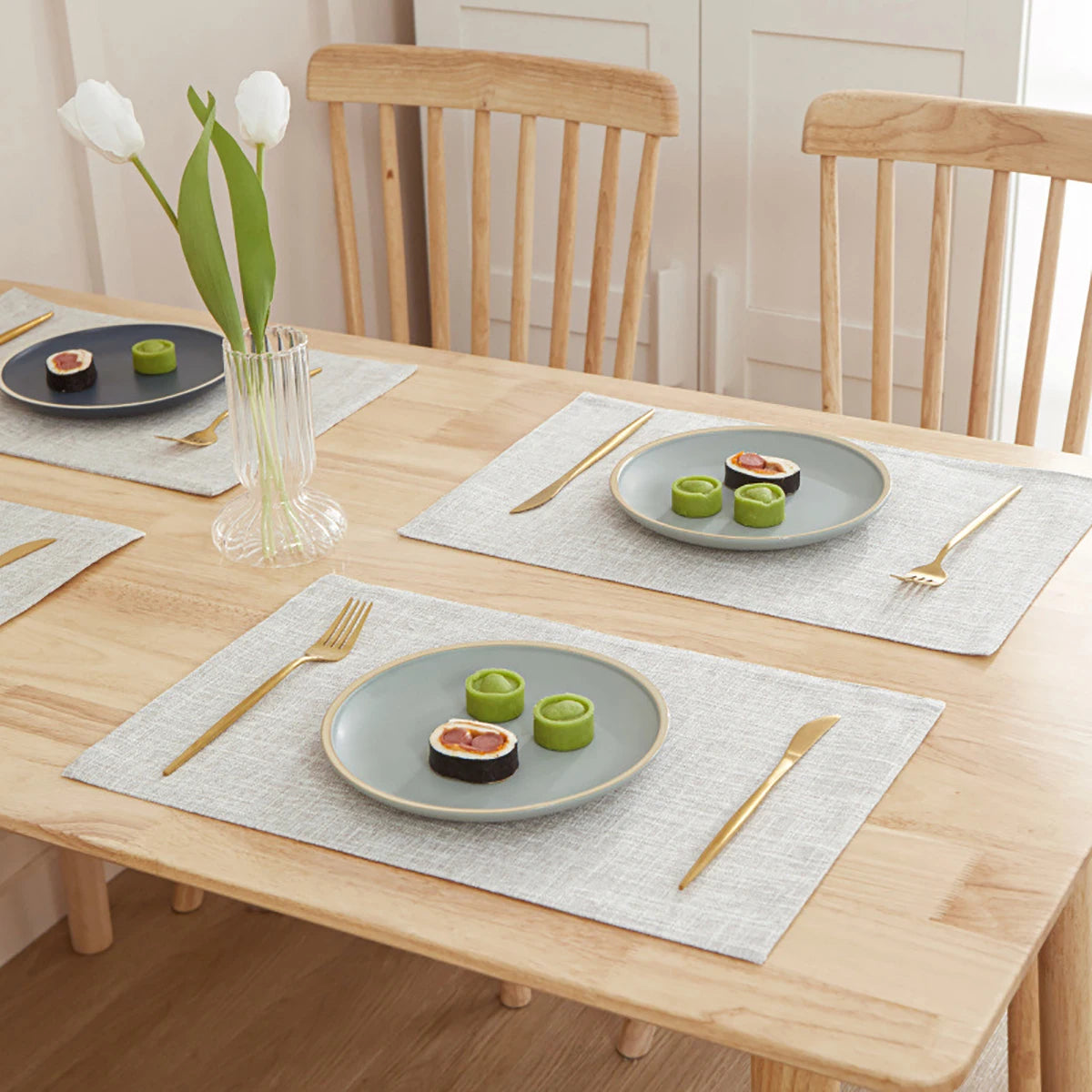 30X46 CM Linen Solid Color Dining Table Mat Fashion Style Western Dining Table Bowl Cup Rectangle Placemats Table Decoration