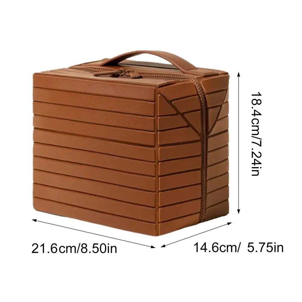 Fold-Down Travel Makeup Bag Waterproof Large Toiletry Bag Hanging Cosmetic Organizer with No-Spill Compartments for Makeup Use