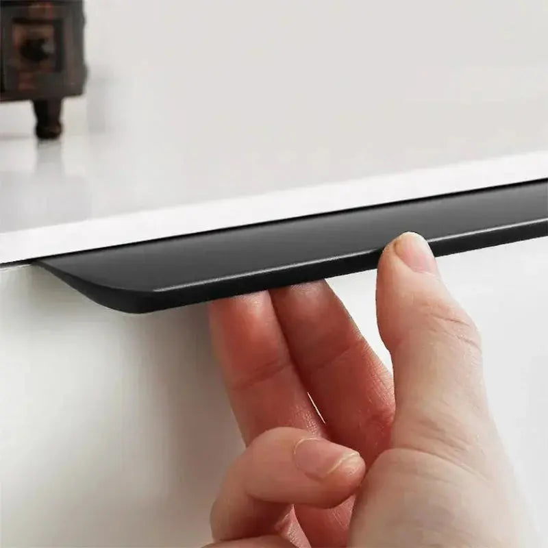 80-1200mm Black Gold Aluminum Alloy Edge Sealed Curved Handle Cabinet Drawer Door Invisible Long Handle Kitchen Black Door Handle