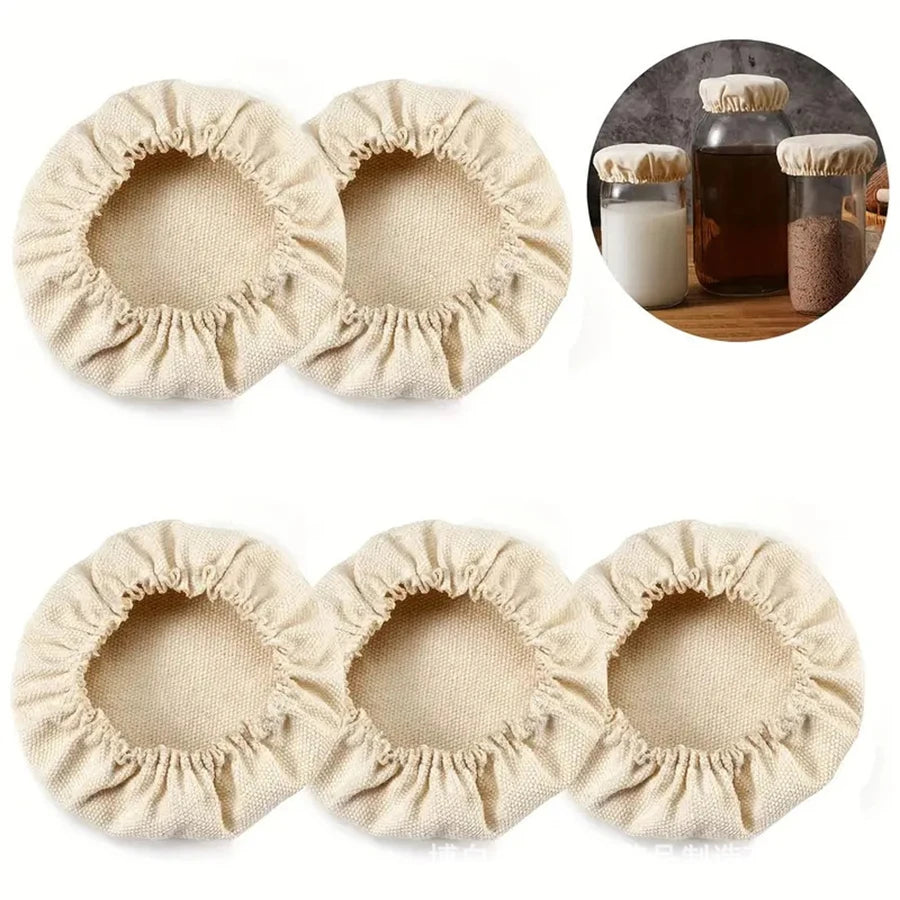 Elastic Cloth Jar Covers Reusable Cloth Covers for Sourdough Starter Jars Elastic Bread Fermentation Cover Bread Proofing Cover