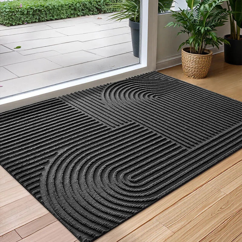 Anti Slip Floor Mat Entrance Doormat Waterproof Dustproof Indoor Outdoor Carpet PVC Bottom Durable Foot Rug Grey Black