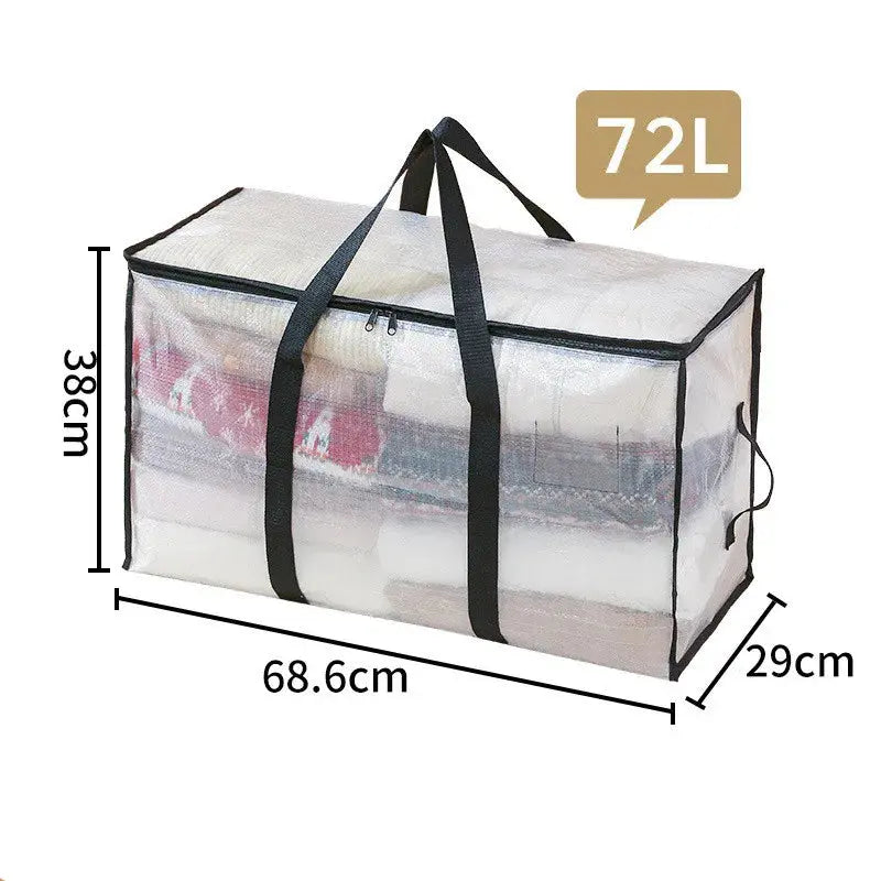Transparent large capacity woven storage bag,quilted storage bag,closet type waterproof double zipper portable clothing storage