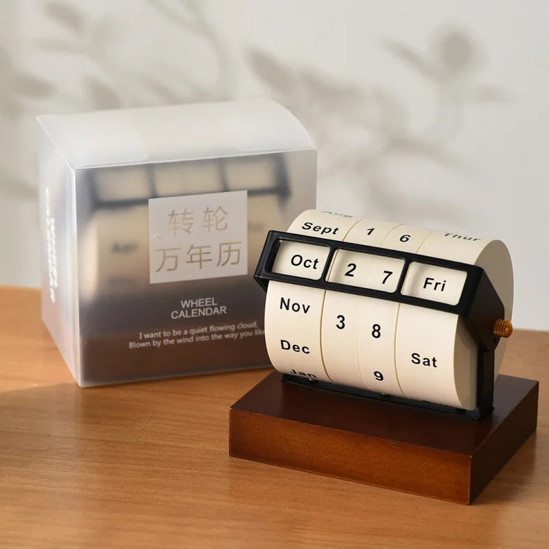 Office Object™ Rotating Wooden Desk Calendar