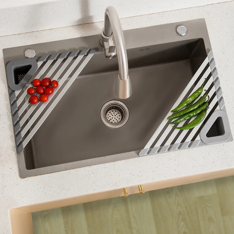 Silicone Drain Rack Lightweight Folding Triangular Sink Storage Rack Drain Rack Bowl Chopstick Rack Sponge Filter Roller Blind