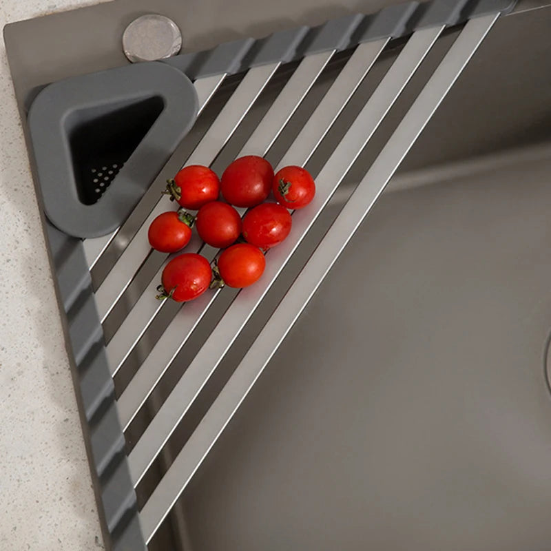 Silicone Drain Rack Lightweight Folding Triangular Sink Storage Rack Drain Rack Bowl Chopstick Rack Sponge Filter Roller Blind