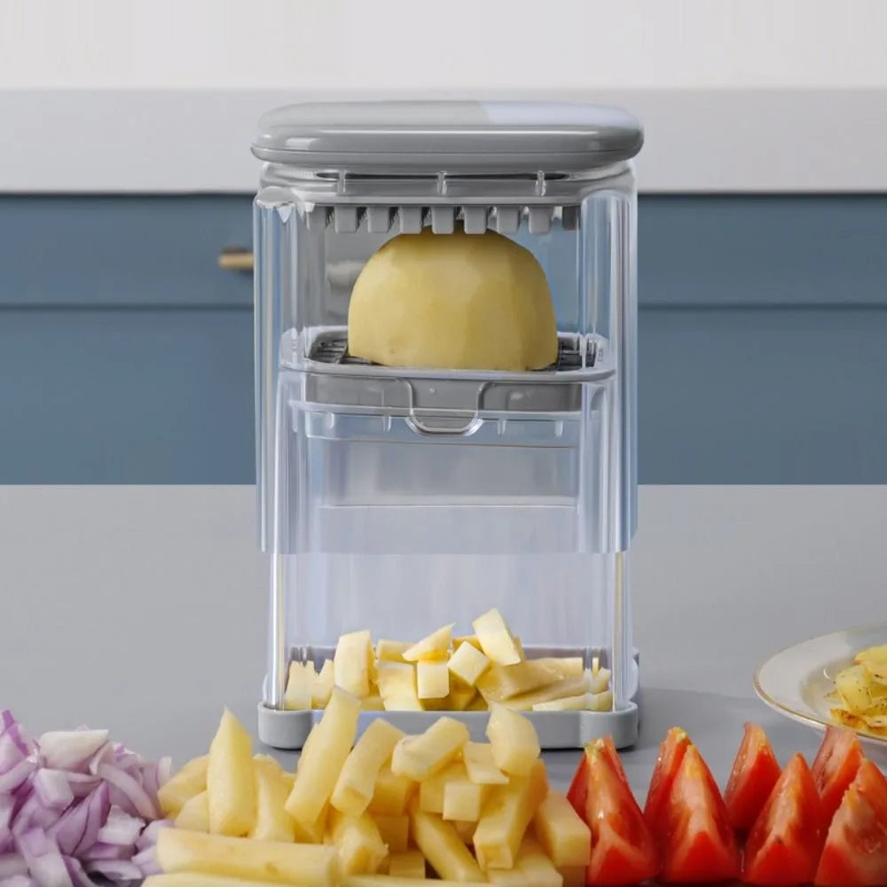 Multifunctional Manual French Fries Cutter Hand Press 4 in 1 Vegetable Dicer Efficient with 4 Blades Fruit Slicer Cooking