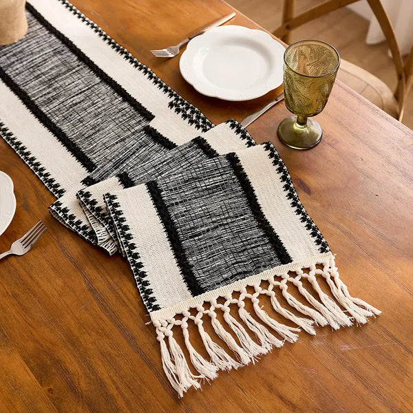 Brown Boho Table Runner | Tassel Table Runner