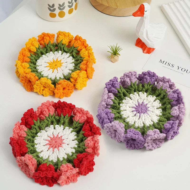 Office Object™ Crochet Rose Coasters