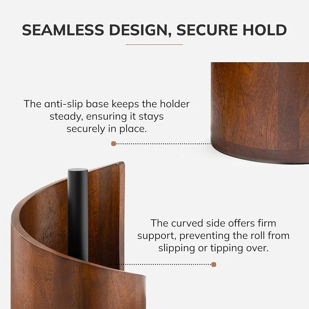 Spiral Wave Wooden Paper Towel Holder Modern Kitchen Countertop Organizer for Bathroom and Kitchen Tissue Dispenser Stand