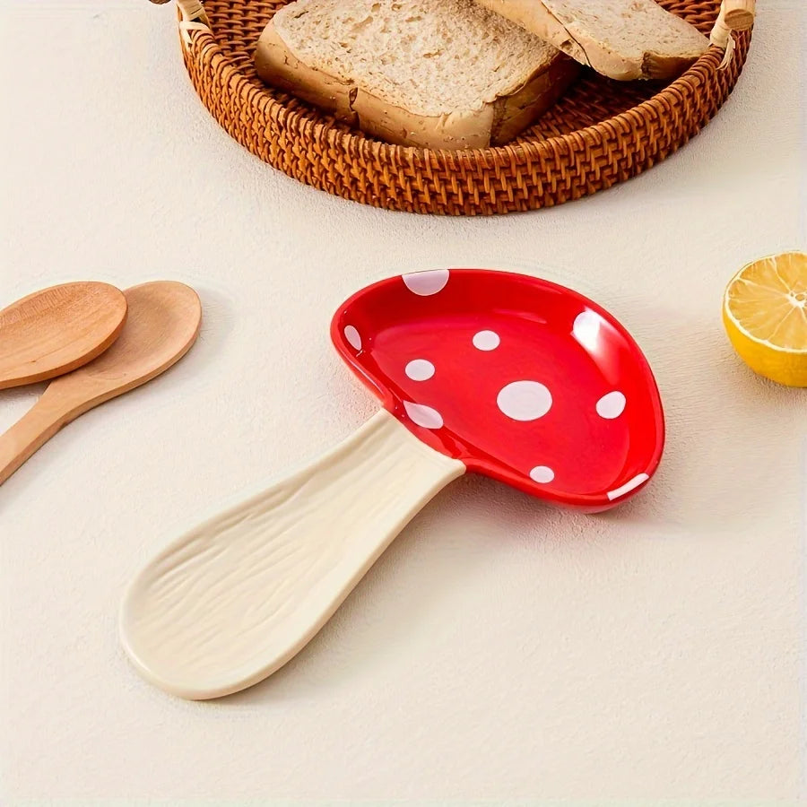 Modern Creative Mushroom Spoon Rest Heat Resistant Kitchen Dishware High Aesthetic Dining Tableware
