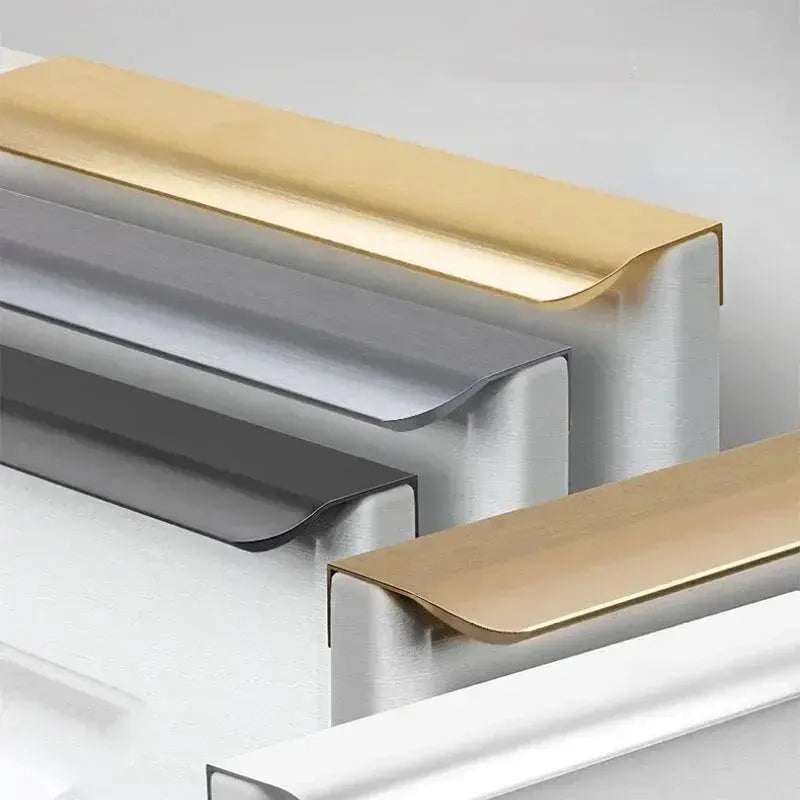 80-1200mm Black Gold Aluminum Alloy Edge Sealed Curved Handle Cabinet Drawer Door Invisible Long Handle Kitchen Black Door Handle