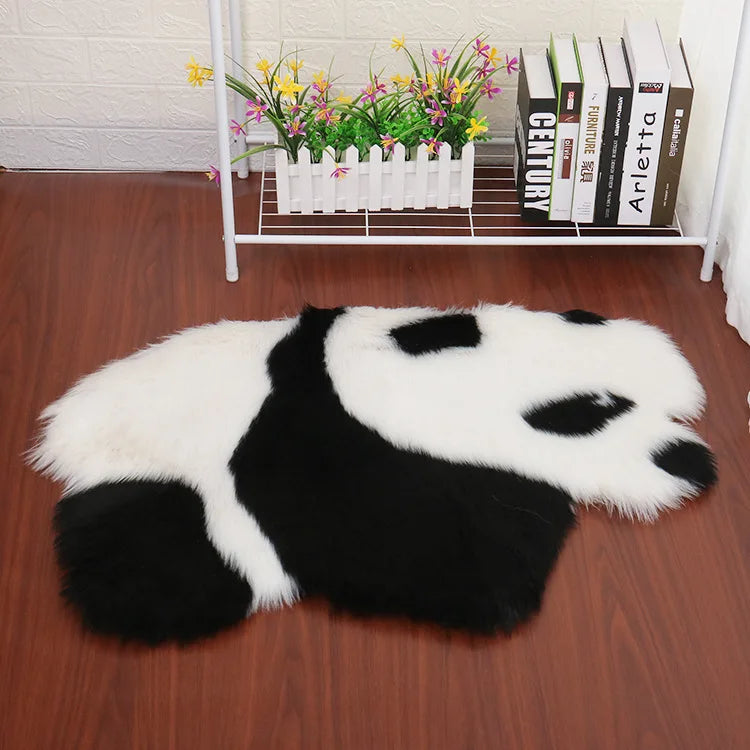 Wool-like Panda Koala Animal Shape Carpet Mat Mattress Living Room Bedroom Sofa Mat Artificial Fluffy Carpet Floor Covering