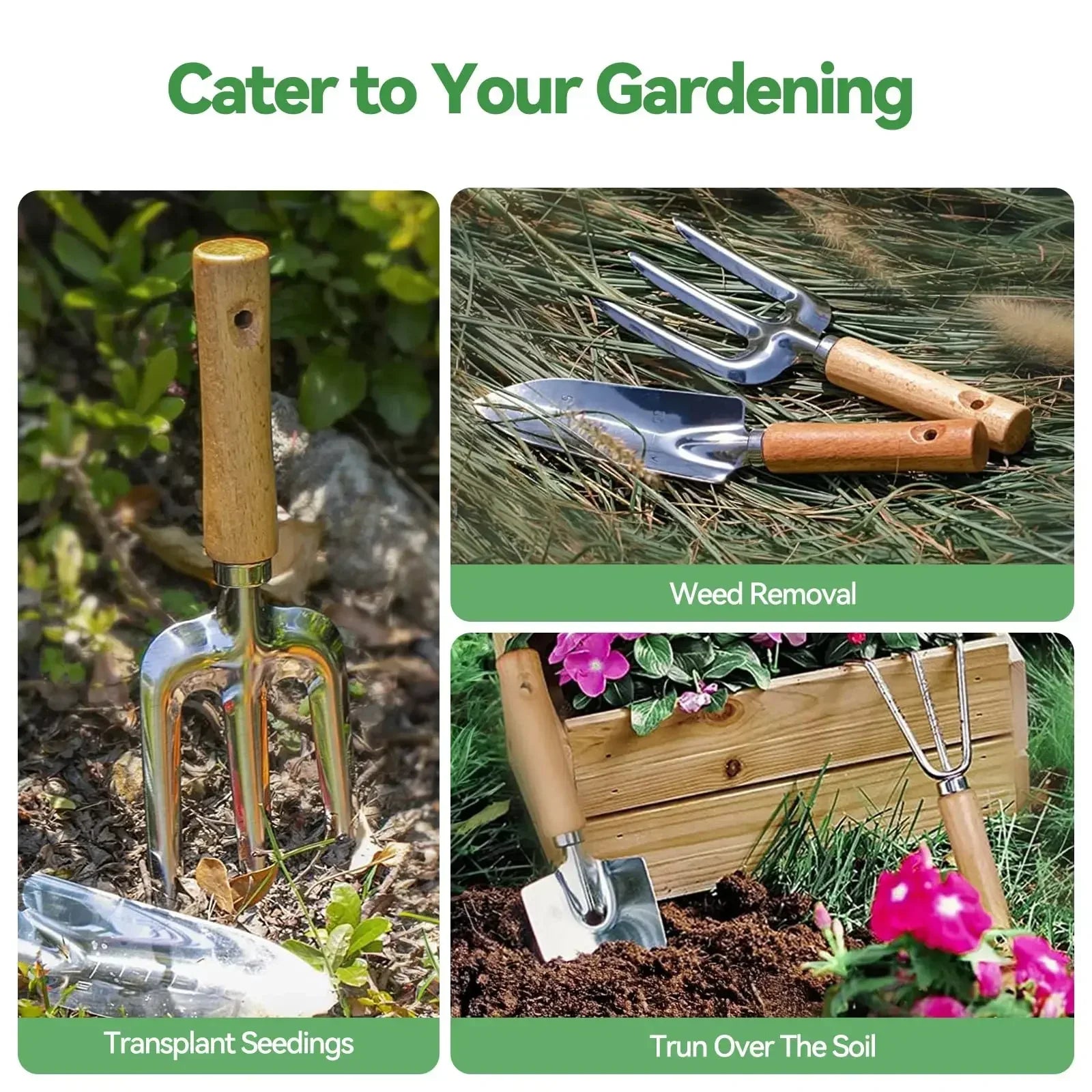 Gardening Tools 9-Piece Heavy Duty Gardening Hand Tools Durable Organizer Handbag,Rust-Proof Combination Garden Tool Set