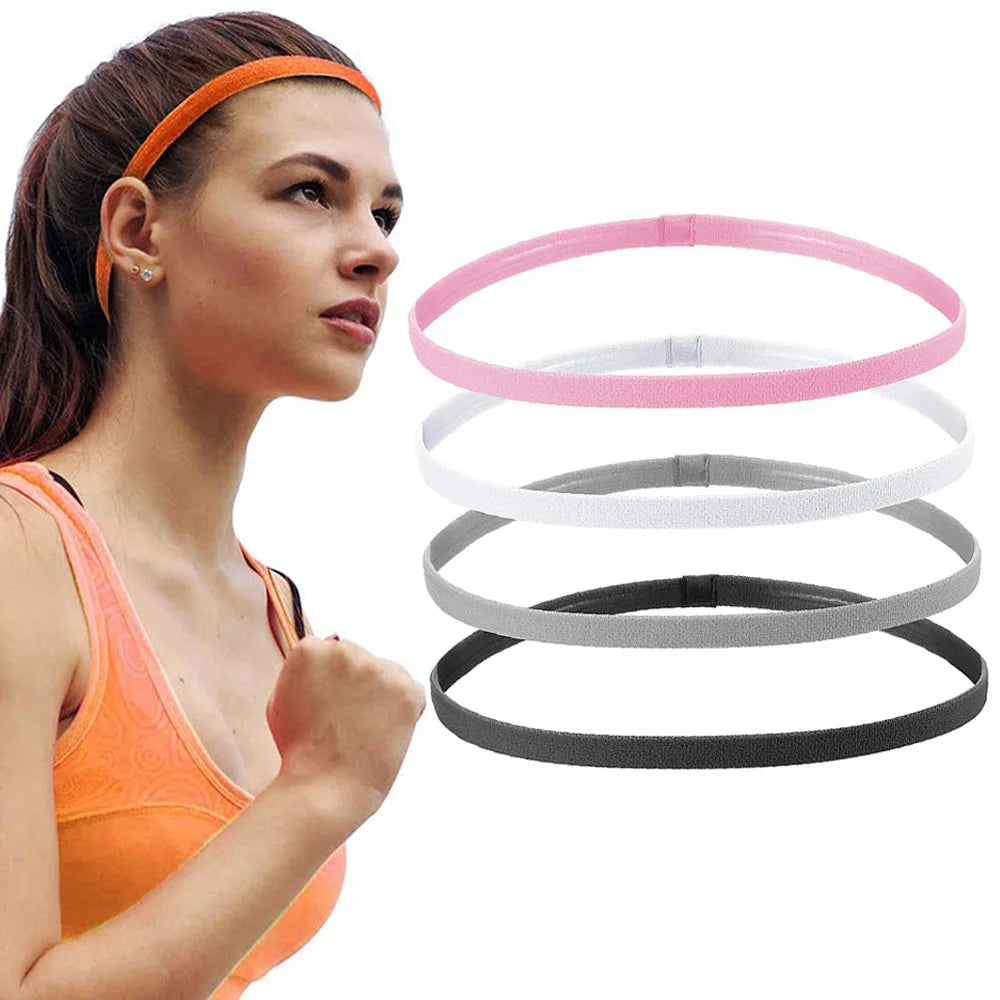4 Pcs Thick Non-Slip Elastic Sport Headbands Women Men Yoga Hair Bands Girls Anti-slip Elastic Workout Sweatband Sport Hairband