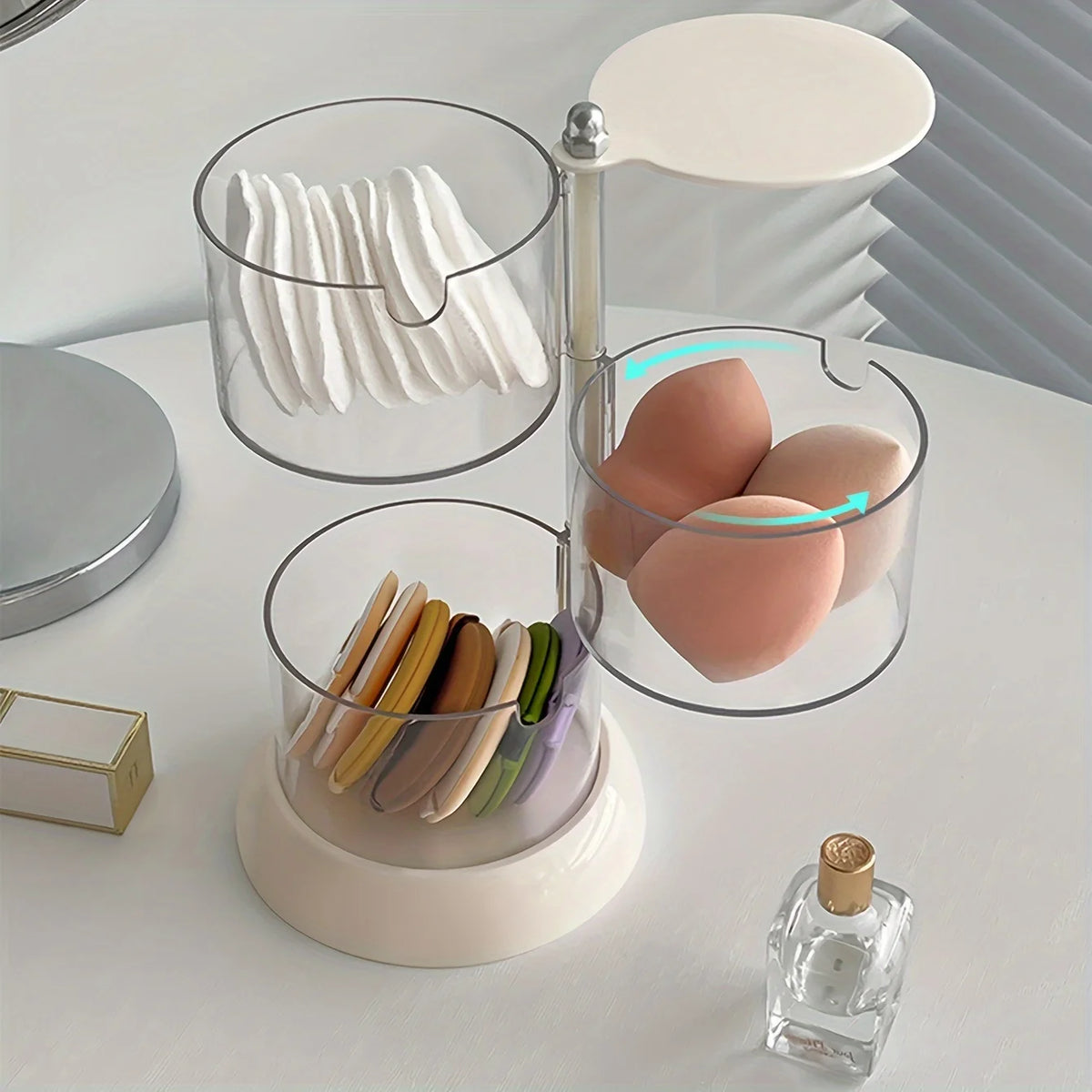 Rotatable Stackable Clear Makeup Sponge Storage Organizer Multi-Layer Dustproof Blender Holder Cosmetic Storage Box for Vanity