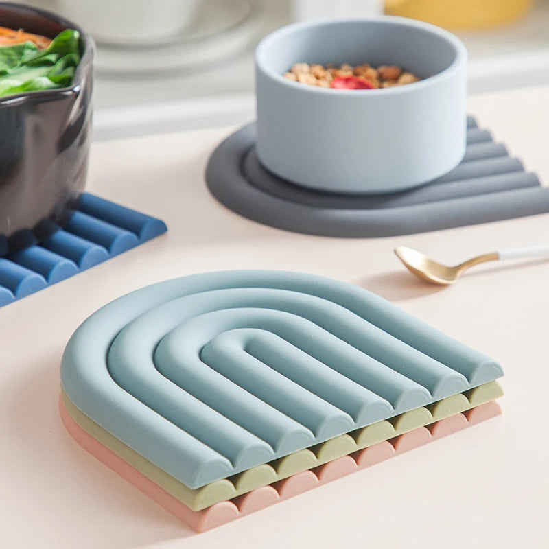 Modilan Rainbow Silicone Mat Pot Mat Thermal Mat Table Mat Heat Resistant High Temperature Cup Mat Thickened To Prevent Scalding