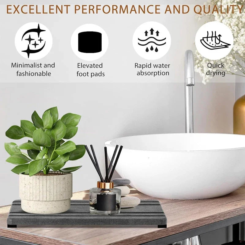 Large Water Absorbent Stone Tray Dry Tidy Diatomaceous Earth Sink Tray Instant Dry Sink Sponge Hand Soap Holder Bathroom