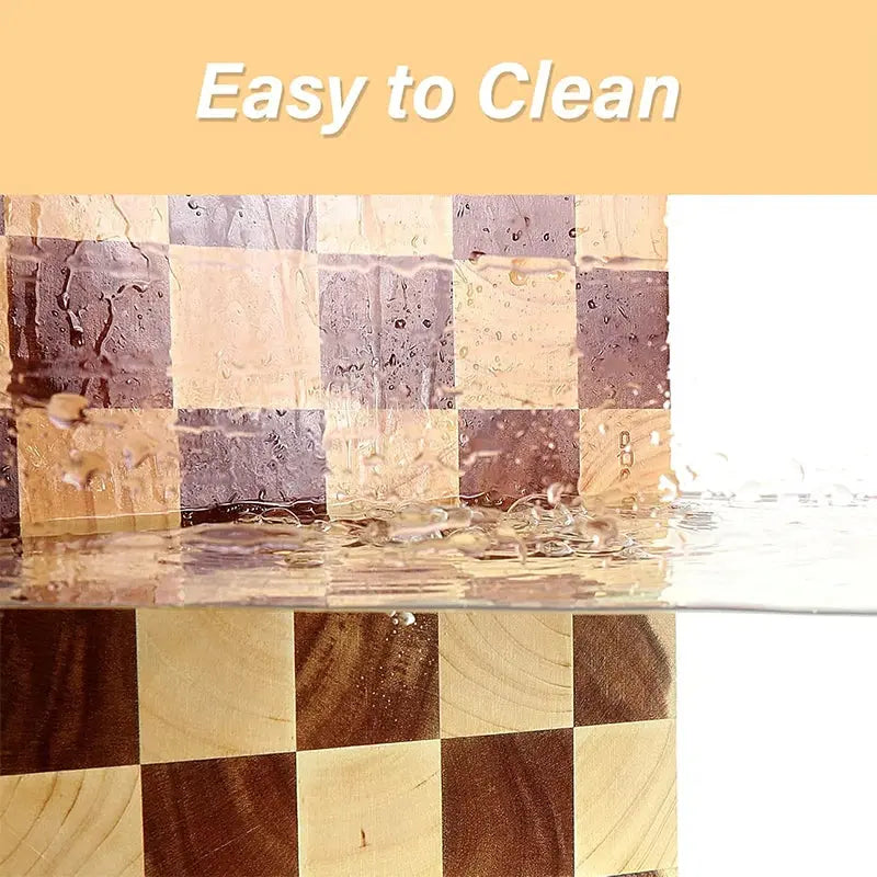 1 Pc End Grain Cutting Board Heavy Duty Rubber Wood Chopping Board Flippable Serving Board For Meat Bread Fruits Vegetable JT549